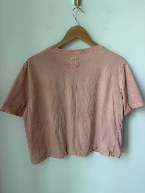 Pamut Apparel Cropped Boxy Tee Washed Peach 100% Cotton Boho Casual Size L - Picture 3 of 9